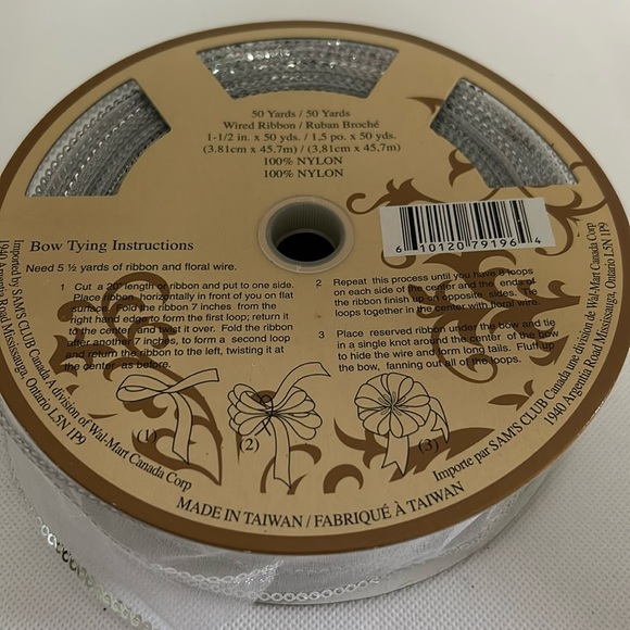 Bundle of 3 Rolls of Wired Ribbon Turquoise/ Pale Green / White / Silver - Picture 8 of 9